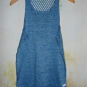 Lorna Jane Women Blue Perforated Mesh Cut Out Active Tank Top Size M